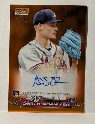 AJ Smith-Shawver 2024 Topps Stadium Club Chrome Orange Refractor Auto /25 Braves - Image 1 of 2