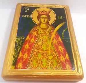 Heilige Barbara Santa Varvara ΑΓΙΑ ΒΑΡΒΑΡΑ Byzantinische Griechische Altwelt Orthodoxe Ikone - Bild 1 von 10