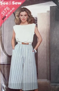 EASY Vintage Butterick Pattern 5178 Misses Top & Culottes Sizes 12 114 16 UNCUT - Picture 1 of 2