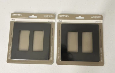 Lote de 2 placas de parede Lutron Claro 2 Gang Decorator, CW-2-BL, preto/sem parafusos - Imagem 1 de 3