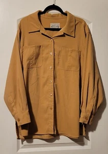 Basic Editions Women's Button Up Shirt Tan Size 1X  Good Condition - Picture 1 of 3