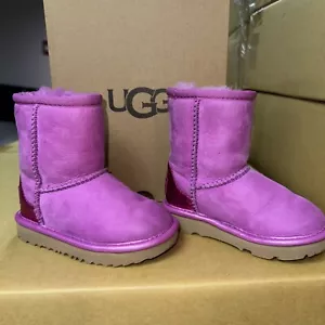UGG Kids Suede Short Boots Raspberry Rose Size 7Y With Original Box. - Picture 1 of 10