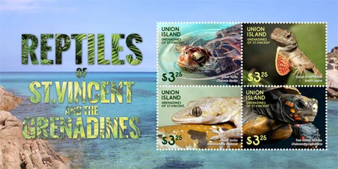 UNION ISLAND 2015 - REPTILES OF ST. VINCENT - SHEET OF 4 STAMPS - MNH Cover