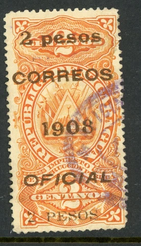Nicaragua 1908 2 Peso/2¢ Education Official Scott O209 VFU O75 Cover