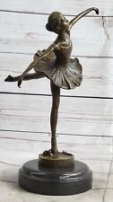 Original Signed Ballerina in Tutu Bronze Sculpture Art Nouveau Deco Figurine 