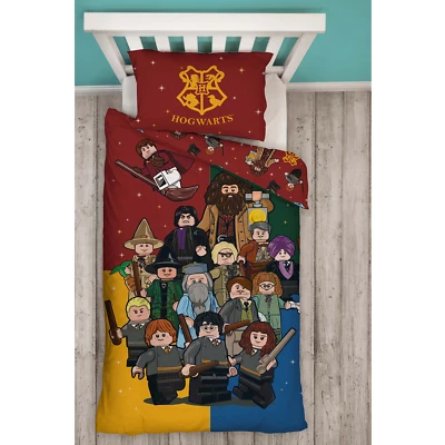 Lego Harry Potter Singolo Copripiumino e Federa Set da Letto Wizard Ufficiale - Immagine 1 di 4