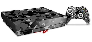 Skin Set for XBOX One X WraptorCamo Old School Camouflage Camo Black - Picture 1 of 3