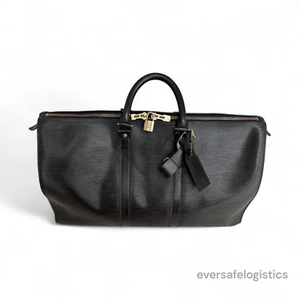 Autentica borsa Louis Vuitton Epi Keepall 45 Noir nera Boston borsa a mano M59152 - Foto 1 di 15