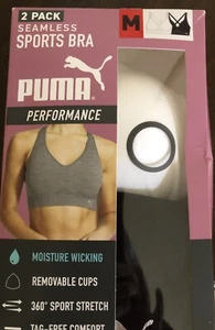 Puma Women's Seamless Sports Bra , 1, 2 Pack - Picture 1 of 1