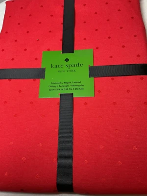 KATE SPADE TABLECLOTH LARABEE DOT RED  60 X 84   NIP - Image 1 of 3