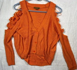 Love by Design Cardigan Women's Size Med Orange Long Sleeve Chunky Knit - Picture 1 of 6