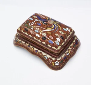 ANTIQUE JAPANESE GINBARI & CLOISONNE ENAMEL STAMP BOX c1900 - Picture 1 of 6