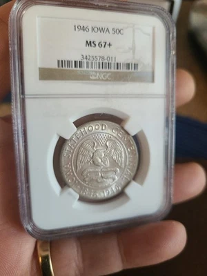 1946 NGC MS67+ IOWA SILVER COMMEMORATIVE COIN 🔥NICE COIN🔥 - Image 1 of 4