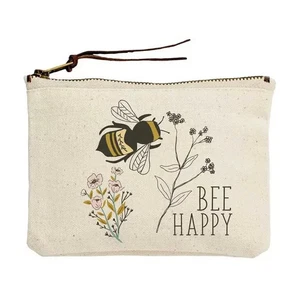Bolsa de lona Bee Happy Bees prensa de comida 7,5" H X 9" con polinizador moda nueva - Imagen 1 de 1