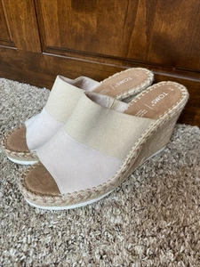 Toms Monica Wedge Sandal Natural Shimmer Womens Size 11 - Picture 1 of 5