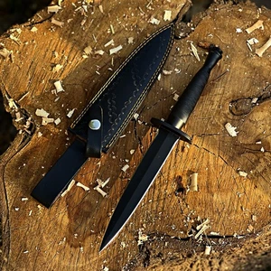 Cuchillo Daga Doble Borde Forjado Personalizado con Funda de Cuero Premium.DBD012 - Imagen 1 de 3