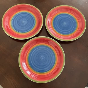 VTG Royal Norfolk Mambo Dinner Plates 2010 Blue Red Green Orange 10 3/4 in Set 3 - Picture 1 of 10