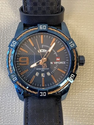 NAVIFORCE NF9117M Quartz Analog 46mm Men's Fashion Watch Need Battery New NWOB - Image 1 of 4