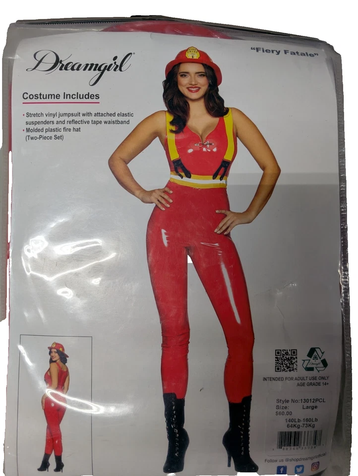 Adult Fiery Fatale Women's Sexy Catsuit Firefighter Costume Size Medium - Image 1 of 1