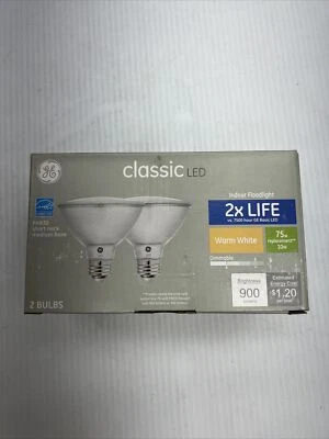 Paquete de 2 luces LED de cuello corto GE Classic 75 W equivalentes regulables blancas cálidas Par30 Foto 1 de 4