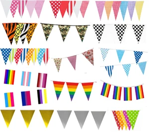Bunting Triangle Flag's Party Fete Occasions Decorations 30+ Designs To Choose - Picture 1 of 103