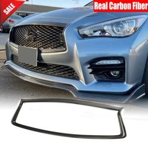 For Infiniti Q50 2018-2023 Real Carbon Front Grill Outlline Trim Cover Overlay - Picture 1 of 12