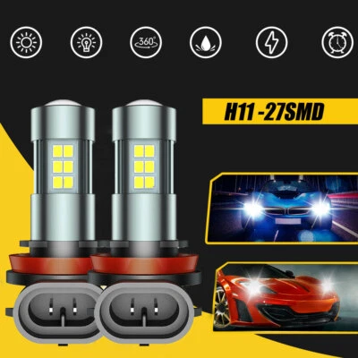 2Pcs 55W 6000K 8000LM H11 LED Car Headlight Bulb Kit High & Low Beam Fog Light - Image 1 of 4