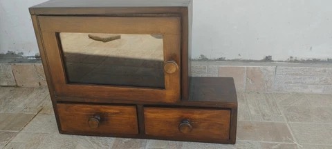 Old  Vintage  Wooden   Medicine Cabinet Apothecary  Wall Chest Cover
