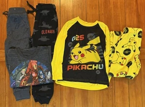 Lot Of Boys 4 Sweatpants Pajamas Pokémon Marvel - Picture 1 of 11