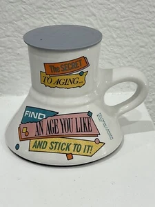 Vintage Feltman Langer The Secret to Aging Travel Mug Cup w/ Lid 1989 VTG - Picture 1 of 8