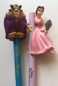 Disney Vintage Set of 2 Beauty & the Beast Pencil Toppers 1990s New By Applause - Picture 1 of 8