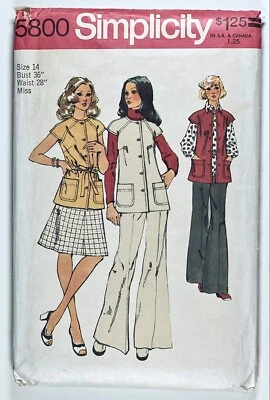 1970's Vintage Sewing Pattern Simplicity 5800 Misses Vest, Skirt & Pants Bust 36 - Image 1 of 4