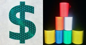 Reflective Dollar Sign Decal Car Sticker Helmet Truck Oralite V98 Tape USA Safe - Picture 1 of 12
