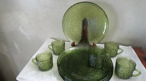 Anchor Hocking Avocado Green Soreno 10 piece Snack Set (5 cups and 5 plates) - Picture 1 of 7