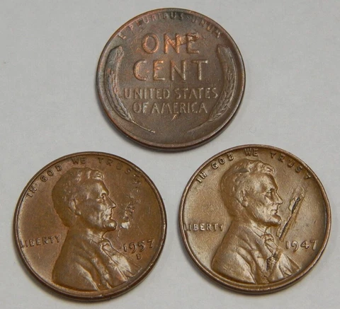 1947 & 1951-D & 1957-D Lincoln Wheat Cents - Mint Errors - Defective Planchets Cover