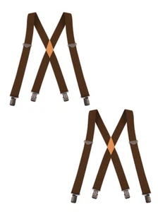 Buyless Fashion 2 pack Suspender Men 48" Adjustable Straps 1 1/4" - X Black Clip - Picture 1 of 119