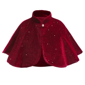 Red Kids Girls Party Cosplay Princess Velvet Shawl Shrug Top Christmas Cape Coat - Picture 1 of 19
