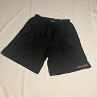 Vintage Nike Swoosh Logo Swim Trunks Mens XL Board Shorts Spellout Black Orange