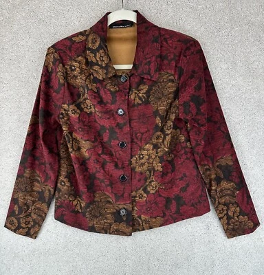 Briggs Нью-Йорк цветочный блейзер куртка женщин маленький красный коричневый фея гранж - Изображение 1 из 4