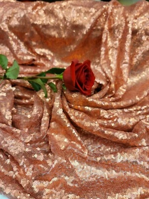 Cooper Matte Sequin Embroidery On Mesh Glitz Sequin Fabric By The Yard Dress  - Image 1 of 4