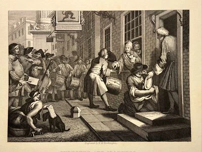 Industry And Idleness Married Humor William Hogarth Antik Stahlstich ENGRAVING - Bild 1 von 4