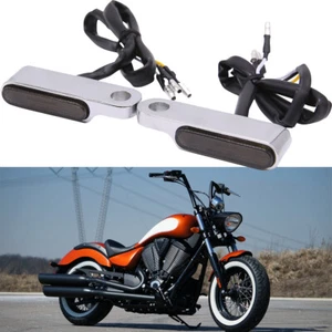 Chrome Turn Signal Flowing Amber White Lights For Victory Highball Vegas 8 Ball - Picture 1 of 10