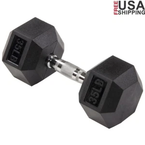 Hex Dumbbell 35 lb Rubber Encased Anti-Roll Weight Training Comfort Grip New - Picture 1 of 5