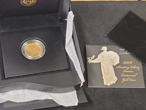 2016 W 1/4 oz .9999 Standing Liberty Quarter Centennial Gold w/OGP - 24K - Picture 1 of 4