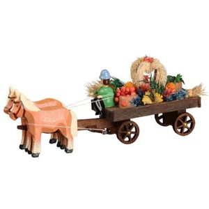 Pferdegespann Erntedankwagen Miniaturgespann Länge 9cm NEU Gespann Mini Miniatur - Picture 1 of 1