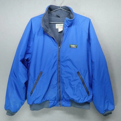 Vintage LL Bean Warm Up Jacket Mens Large Blue Fleece Lined Made in USA 90s - Image 1 of 4