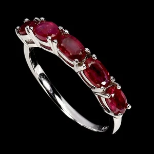 925 Sterling Silver Ring Oval Ruby 5x3mm Natural Gemstone Jewelry Size 8 - Picture 1 of 13