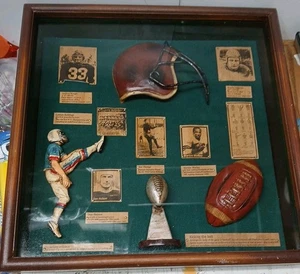 VTG Football History Wood Frame Glass Thorpe, Baugh, Nagurski, Hutson, Motley - Picture 1 of 10
