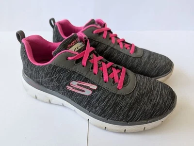 Skechers Flex Appeal Black/Hot Pink Trainers SN 81631L Women UK Size 5 Great Con - Image 1 of 4