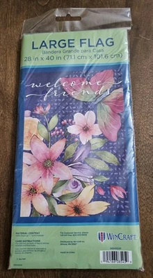Welcome Friends Floral Mariposa Poliéster Multicolor Bandera Grande 28" x 40". ... Foto 1 de 2
